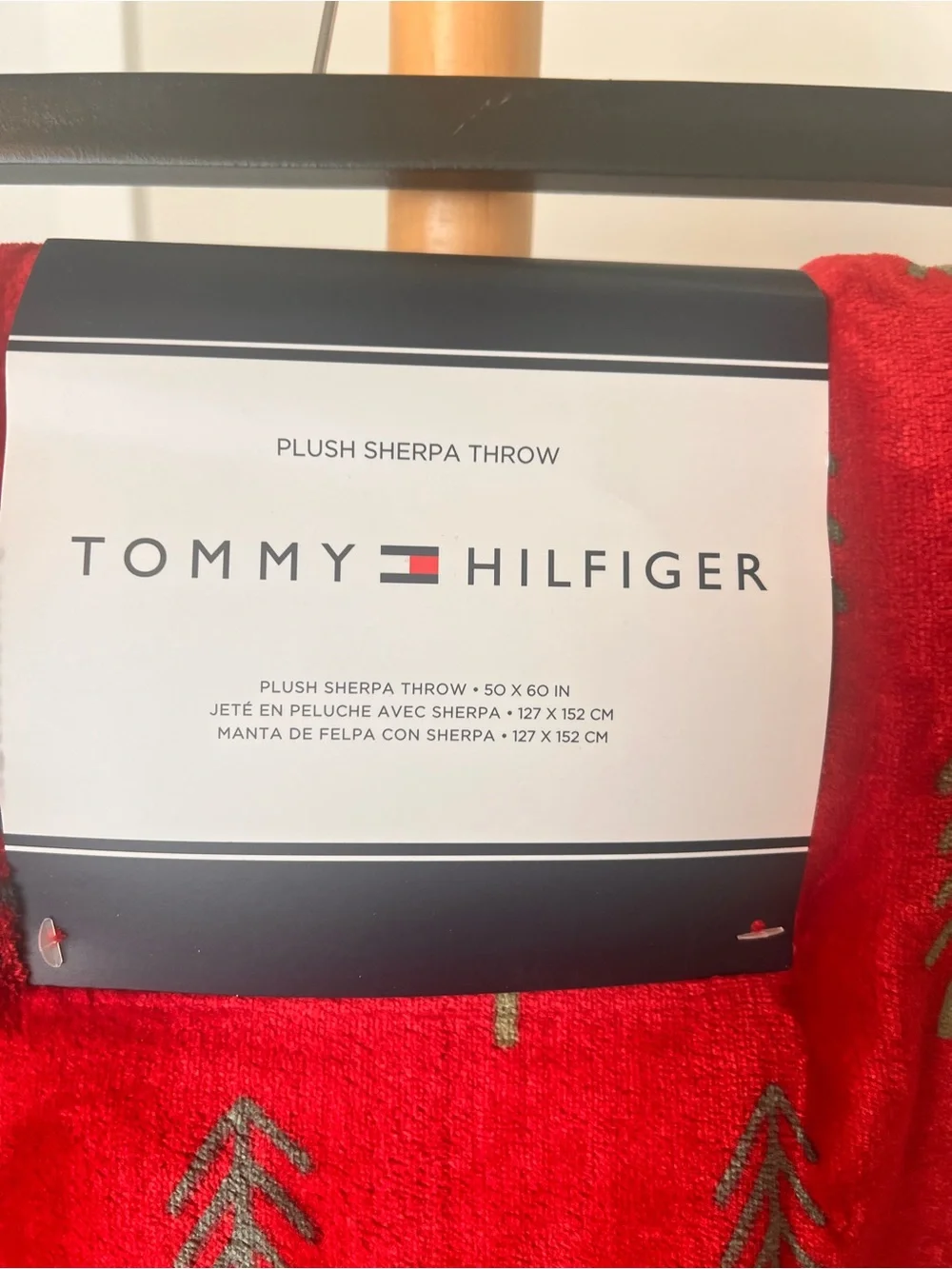 Tommy Hilfiger Red Plush Sherpa Throw Holiday NWT